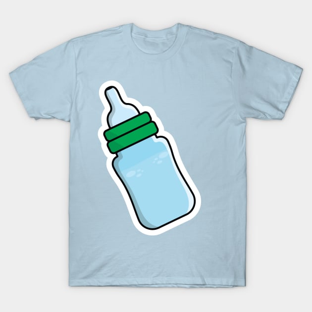 Baby's Milk Bottle Sticker vector illustration. People drink objects icon concept. Newborn baby plastic water and milk bottle sticker vector design with shadow. T-Shirt by AlviStudio